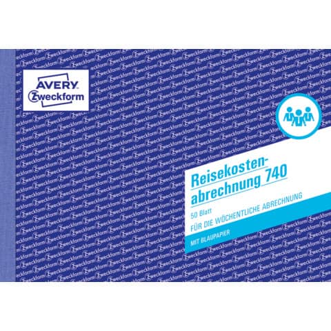 Reisekostenabrechnung, für wöchentliche Abrechnung, A5 quer, Blaupapier, 50 Blatt AVERY ZWECKFORM 740