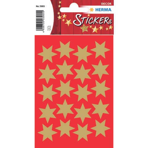 Sticker Sterne 6-zackig, gold Ø 21 mm, 60 Stück HERMA 3905