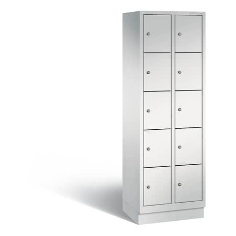 Schließfachschrank Classic, 2x5 Fächer, 180x61x50cm, hellgrau CP 8020-205/RAL7035 S10000