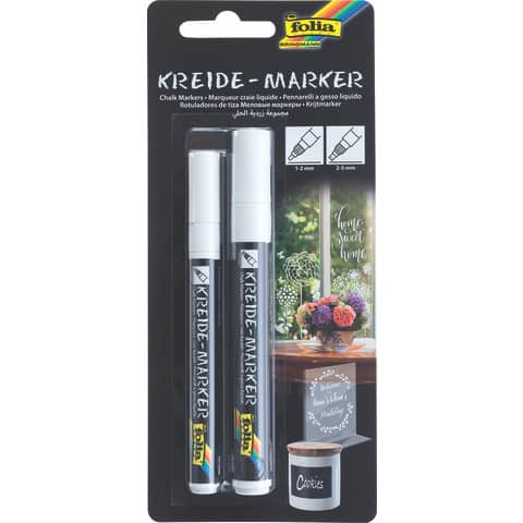 Kreidemarker, 2 Stück, weiß FOLIA 390200