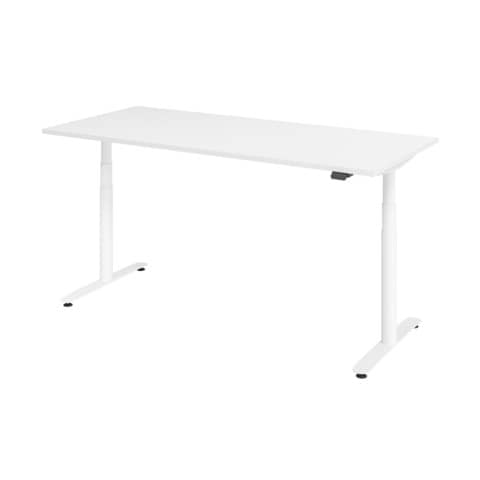 Schreibtisch T-Fuß - 180 x 63-127 x 80cm, elektrisch höhenverstellbar, weiß/silber HAMMERBACHER VXDLR19/W/S