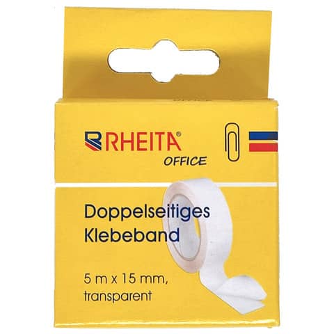 Doppelklebeband, 5m x 15mm, transparent RHEITA 10054-6