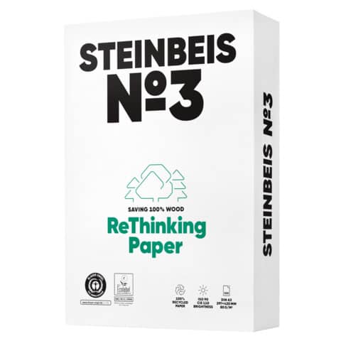 Kopierpapier No.3 Recycling, A3, 80g/m², 500 Blatt, weiß STEINBEIS K1606666080B