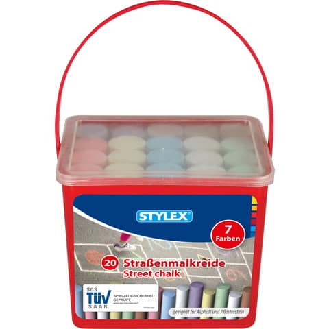 Straßenmalkreide 20Stangen farb.sort.   im Eimer STYLEX 48104