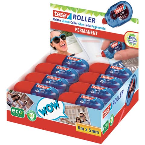 Kleberoller Mini ecoLogo® rot/blau   Display TESA 59819-00000-00