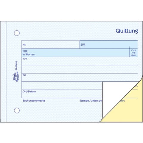 Quittung Kleinunternehmer ohne MwSt., A6 quer, selbstdurchschreibend, 2x40 Blatt AVERY ZWECKFORM 1742