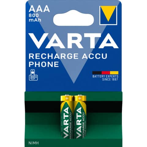 Batterie Akku Phone, HR03/AAA/Micro, NiMH 800mAh, 2 Stück VARTA 58398101402