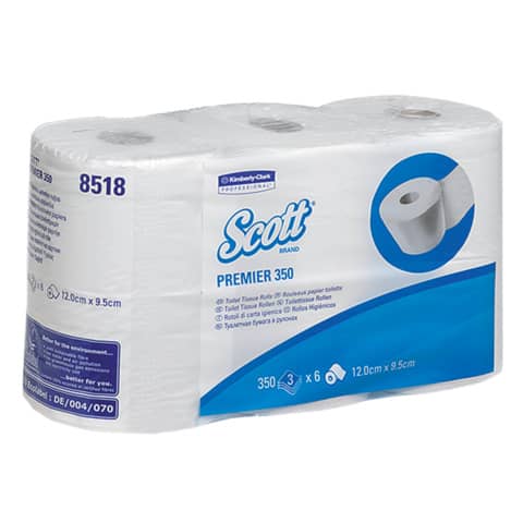 Toilettenpapier, 3-lagig, 6 Rollen, hochweiß SCOTT 8518