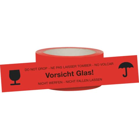 Verpackungsband "Vorsicht Glas!", 66 m x 50 mm, rot Z-PRODUCTS 2160