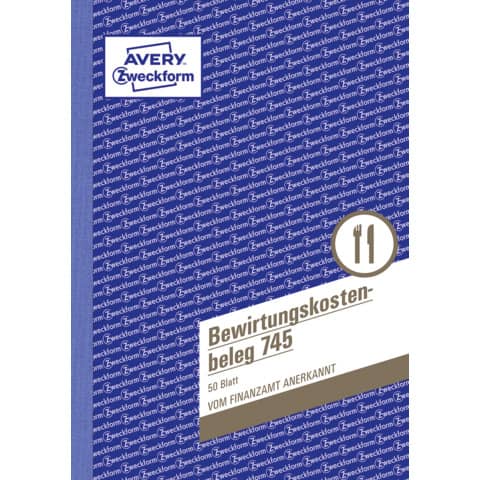 Bewirtungskostenbeleg, A5, 50 Blatt AVERY ZWECKFORM 745