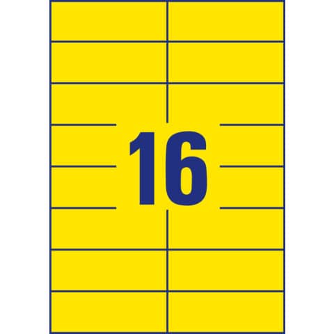 Etiketten farbig, 105x37mm, 1600 Stück, gelb AVERY ZWECKFORM 3455