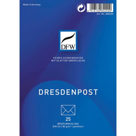 Briefumschlag Dresden Post, C6, 25 Stück DFW 800200