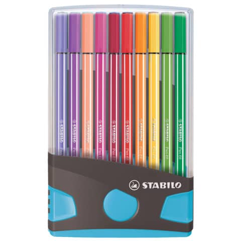 Fasermaler Pen 68 ColorParade, anthrazit/hellblau mit 20 Stiften STABILO 6820-04-04