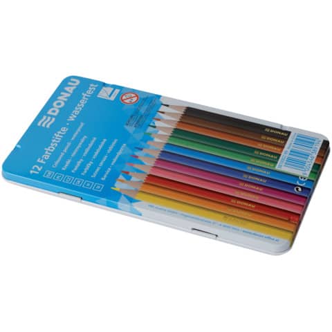 Farbstifte, 12 Stück, Metall-Etui DONAU 3810002-99