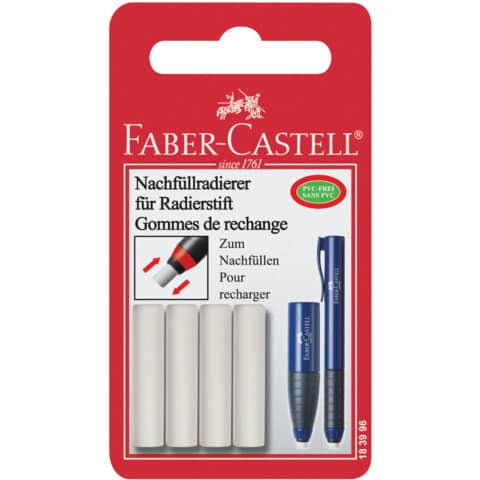 Ersatzradierer für 184401, 4 Stück, weiß FABER CASTELL 183996