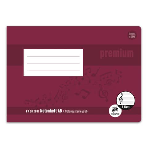 Notenheft Academy, A5 quer, 8 Blatt, 4 Noten STAUFEN PREMIUM 734017514