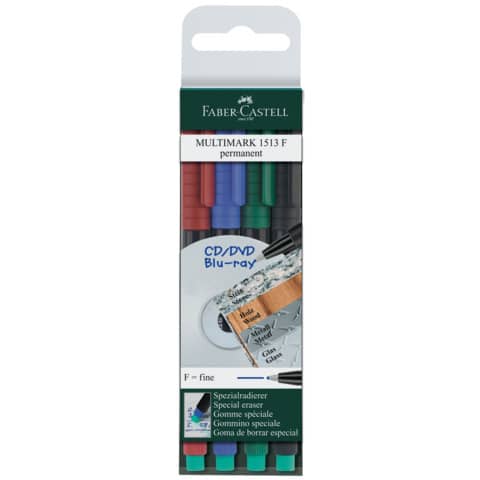 Stift Multimark permanent F 4ST sortiert FABER CASTELL 151304