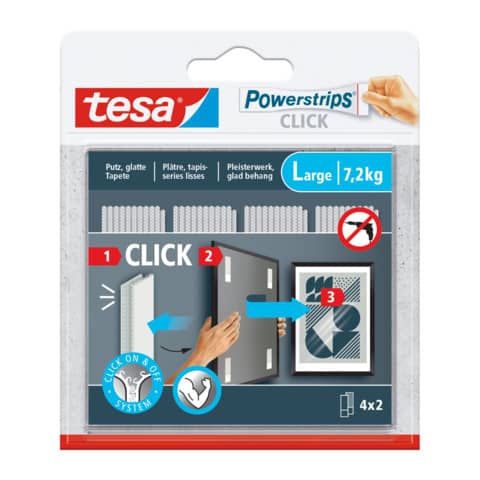 Powerstrips CLICK Large transparent   4x2 / 7,2 kg TESA 77722-00000-00