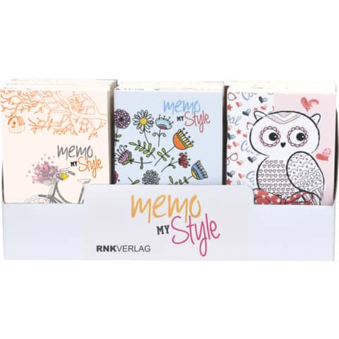 Softcover Hefte "Memo my style", je 64 Seiten in 8x13cm, 12 Designs sortiert RNK 46592