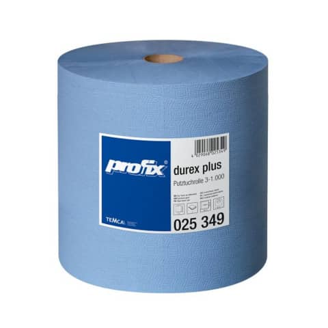 Wischtuch Durex plus, 38 x 36cm, 3-lagig, 1000 Blatt, blau PROFIX 025349