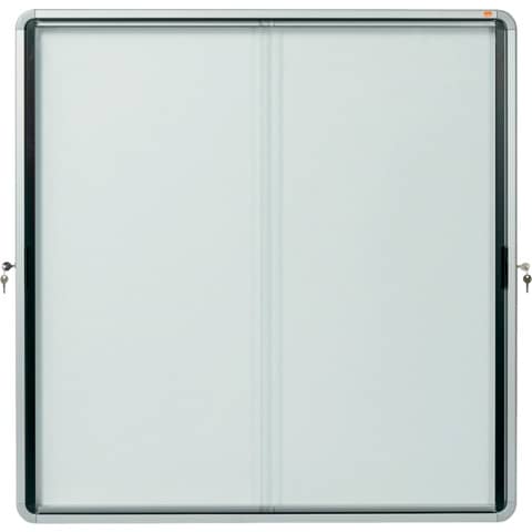 Schaukasten Premium Plus, Innenbereich, 12xA4, Magnetisch, Schiebetür, Glas, weiß NOBO 1902570