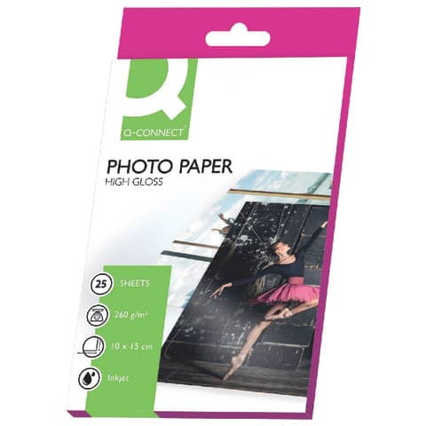 Inkjet Fotopapier High Gloss, 10 x 15cm, 260g/m², 25 Blatt Q-CONNECT KF01906