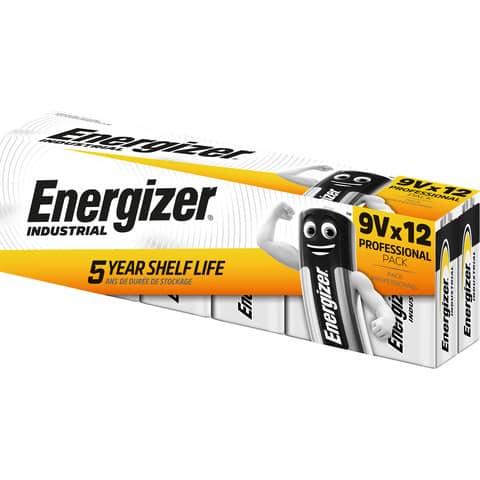 Batterie Alkali-Mangan Industrial 9V, 6LR61/E-Block, 12 Stück ENERGIZER E000191209