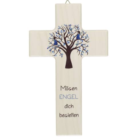 Kinderkreuz Lebensbaum, 20x12cm, blau  N532