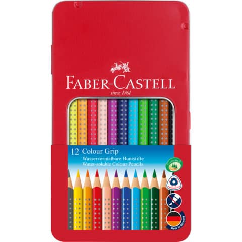Farbstiftetui Colour Grip, 12er Metalletui FABER CASTELL 112413