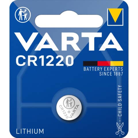 Knopfzellen-Batterie Lithium CR1220, 1 Stück VARTA 6220101401