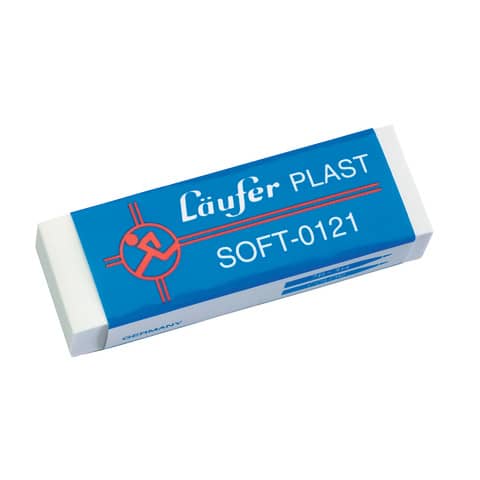 Radierer Plast Soft, Kunststoff, 65x21x12 mm, weiß, mit Banderole LÄUFER 01210