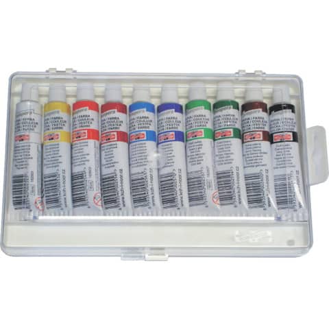 Temperafarben 10er Set - 10 x16 ml /Tube - Kunststoff Eurokasten, sortiert   Tube KOH-I-NOOR 162503