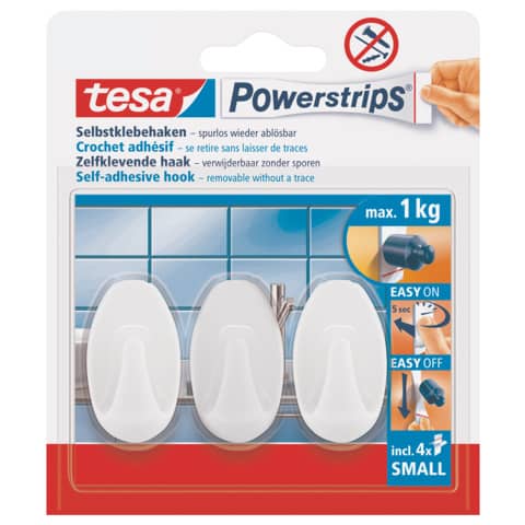 Haken Powerstrips®, oval, ablösbar, 3 Stück TESA 57533-00016-01