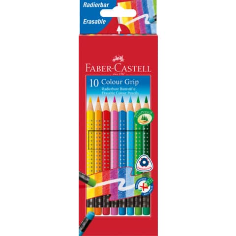 Farbstifte radierbar Grip, 10 Stück FABER CASTELL 116613