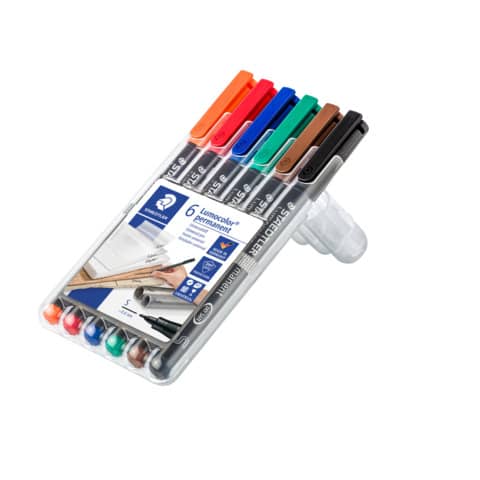 Folienstift Lumocolor® permanent, ca. 0.4 mm, STAEDTLER Box mit 6 Farben STAEDTLER 313 WP6