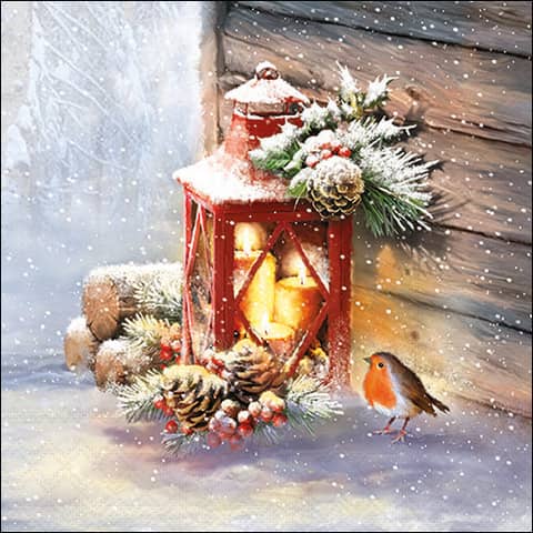 Weihnachts-Motivserviette Robin, 33 x 33 cm, 3-lagig AMBIENTE 33315340