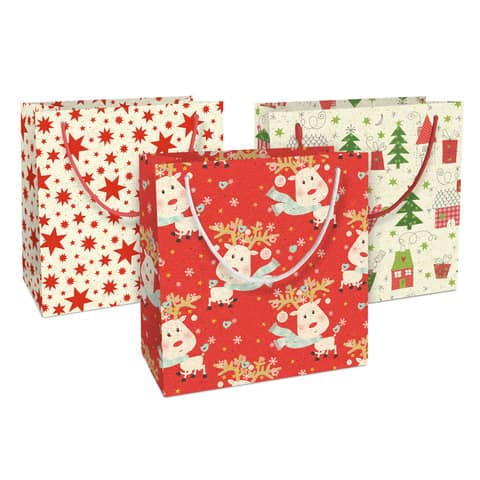 Weihnachts-Geschenktragetasche Graspapier, 21 x 20 x 8 cm, sortiert  4542-24099/PBS