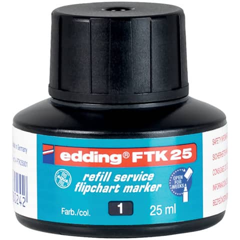 Nachfülltinte FTK 25, Flipchartmarker, 25ml, schwarz EDDING 4-FTK25001