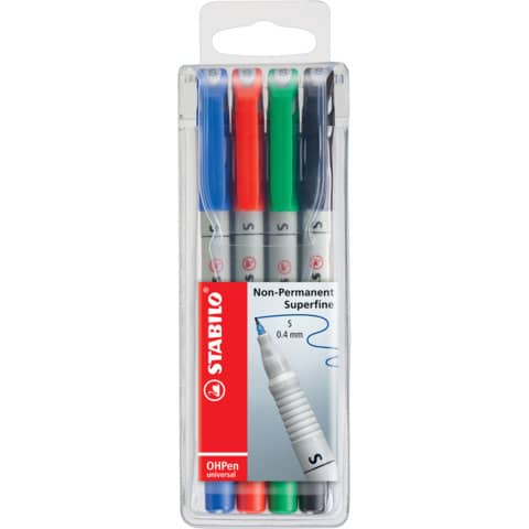Folienstift OHPen universal, 0,4 mm, wasserlöslich, Etui mit 4 Stiften STABILO 851/4
