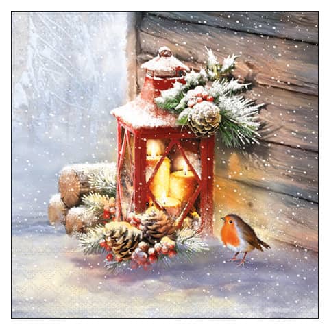 Weihnachts-Motivserviette Robin, 25 x 25 cm, 3-lagig AMBIENTE 32515340