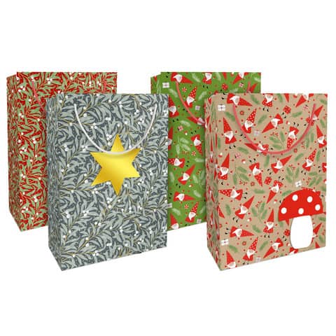 Weihnachts-Geschenktragetasche Kraftpapier, 33 x 23 x 11 cm, sortiert  4517-24099/PBS