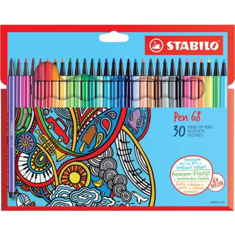 Fasermaler Pen 68, Kartonetui mit 30 Farben STABILO 6830-7