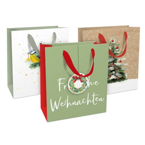 Weihnachts-Geschenktragetasche Traditional, 21 x 18 x 8 cm, sortiert  1682-24098/PBS