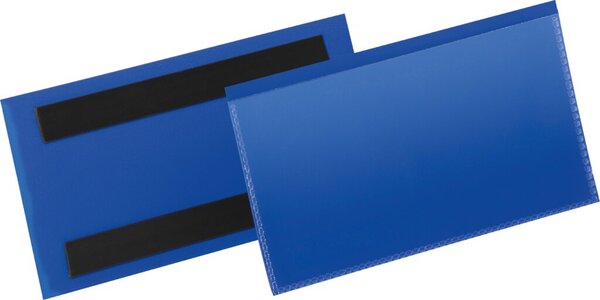 Etikettentasche, 150 x 67 mm, blau, magnetisch, scannertauglich, dokumentenecht, PP-Folie, 50 Stück