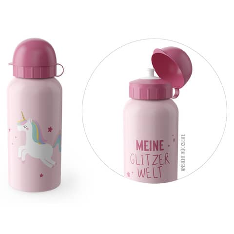 Trinkflasche Kinder - Einhorn rosa, 400ml FÜR DICH 537331