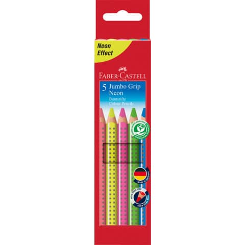 Farbstiftetui Jumbo Grip Neon, 5 Stück FABER CASTELL 110994