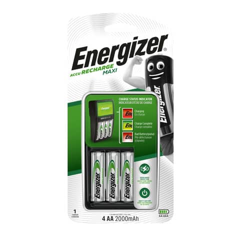 Ladegerät Maxi für AA- und AAA-Akkus inkl. 4 Akkus Mignon (AA/HR6) 2.000 mAh ENERGIZER E300321202