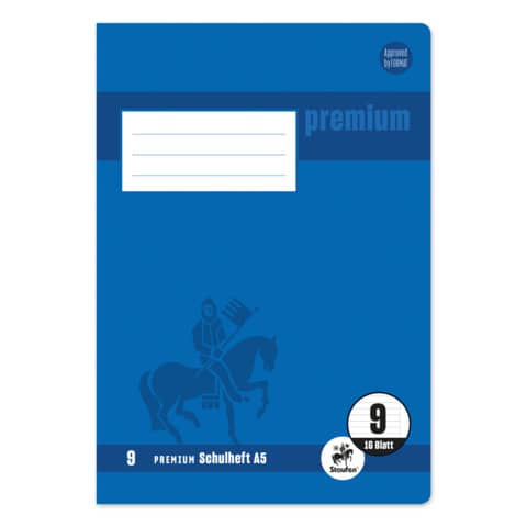 Heft, A5, 90g/m², 16 Blatt, Lin.9, liniert mit Rand STAUFEN PREMIUM 734010309