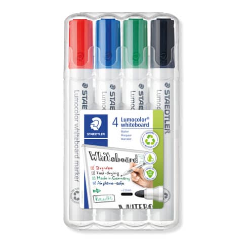 Whiteboardmarker  Lumocolor®, 2mm, Rundspitze, 4 Stück, sortiert STAEDTLER 351 WP4