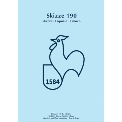 Skizzenblock, A4, 190g/m², 50 Blatt, neutral HAHNEMÜHLE 60127432